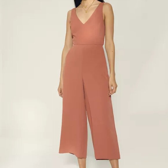 Aritzia Wilfred Ecoulement Jumpsuit Tie Back Brown Rust Size 8 - Picture 1 of 8